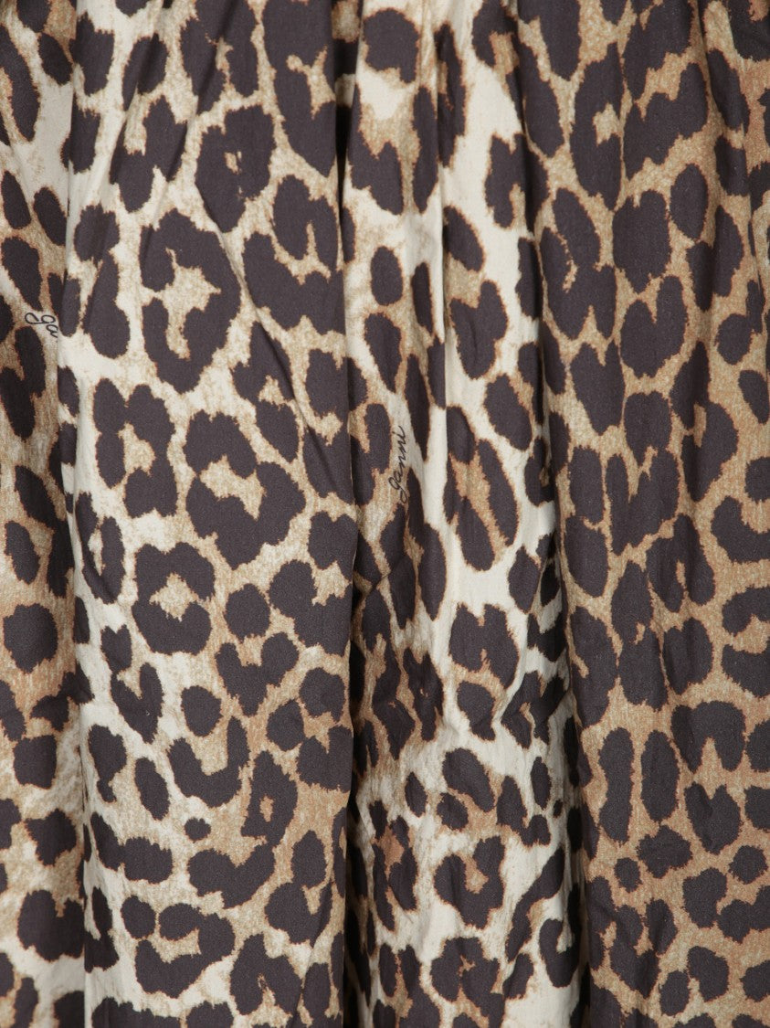 Ganni Leopard Print Wrap Midi Dress