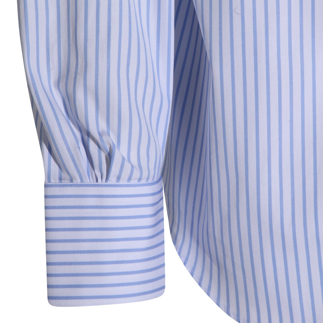 Mazzarelli Long-Sleeve Light Blue Striped Shirt With Button-Down Front