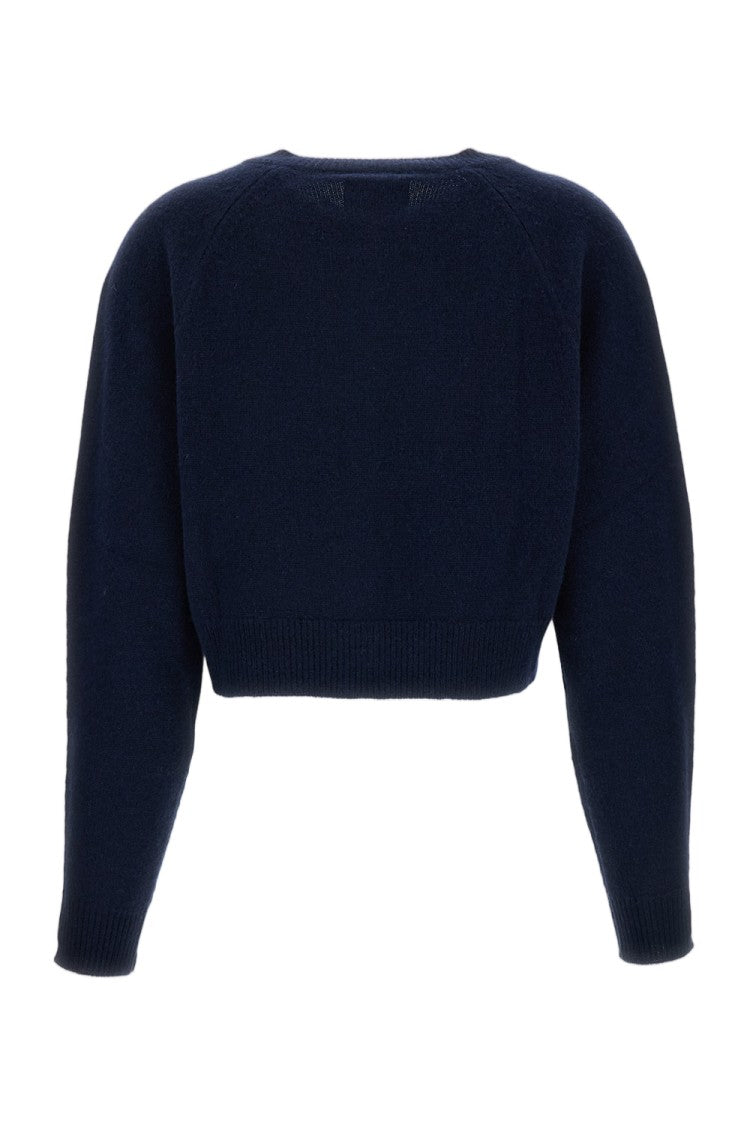 Loulou De Saison Blue Cashmere Cropped Heike Cardigan
