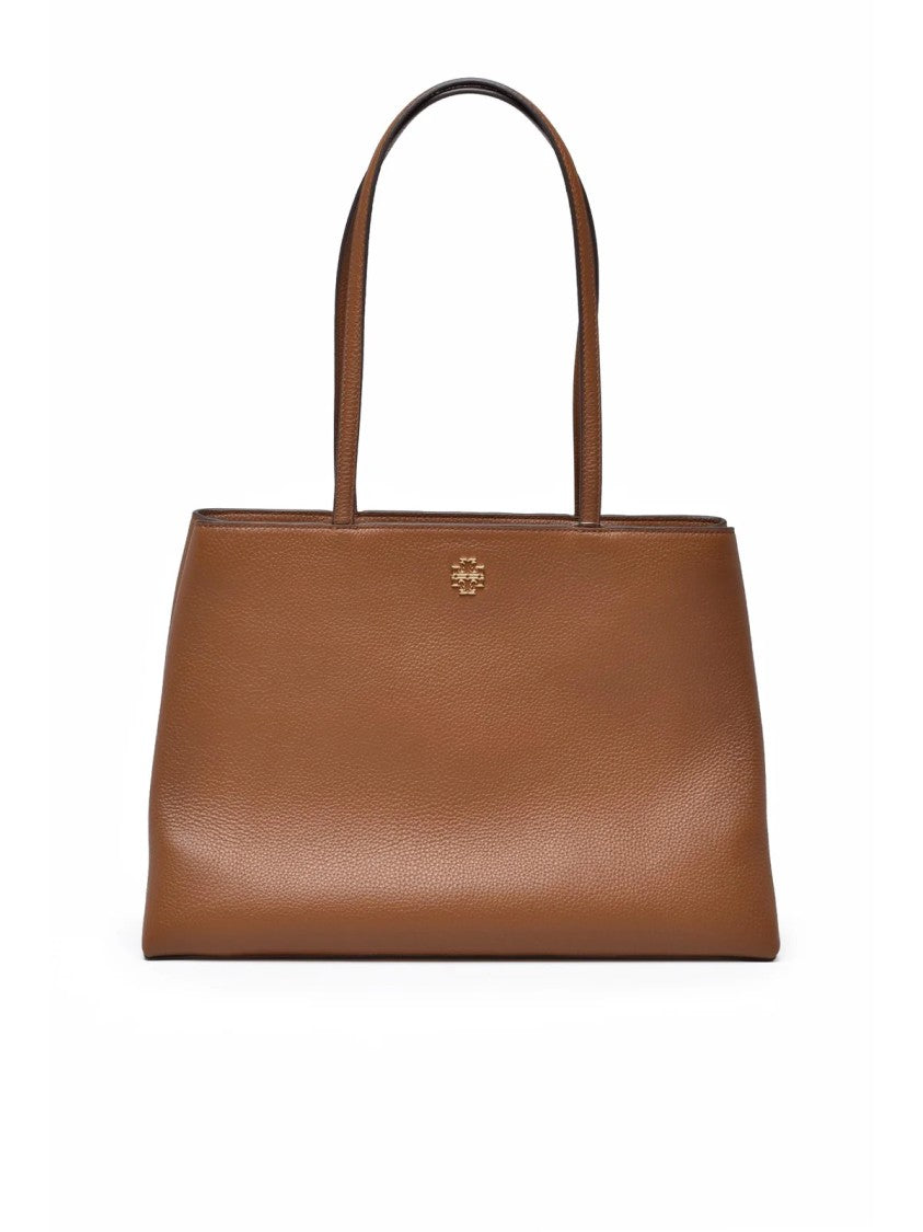 Tory Burch Structured Calfskin Leather Tote Bag With Suede Interior