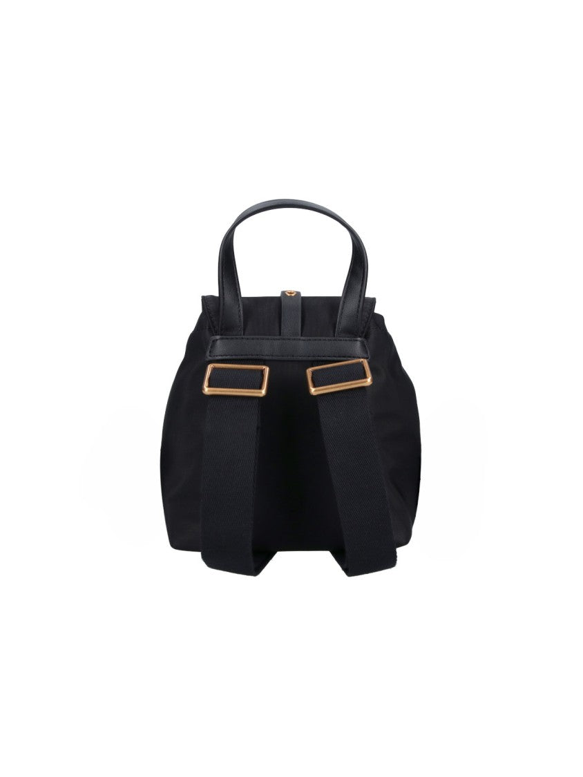 Pinko Black Compact Studs Leather Backpack