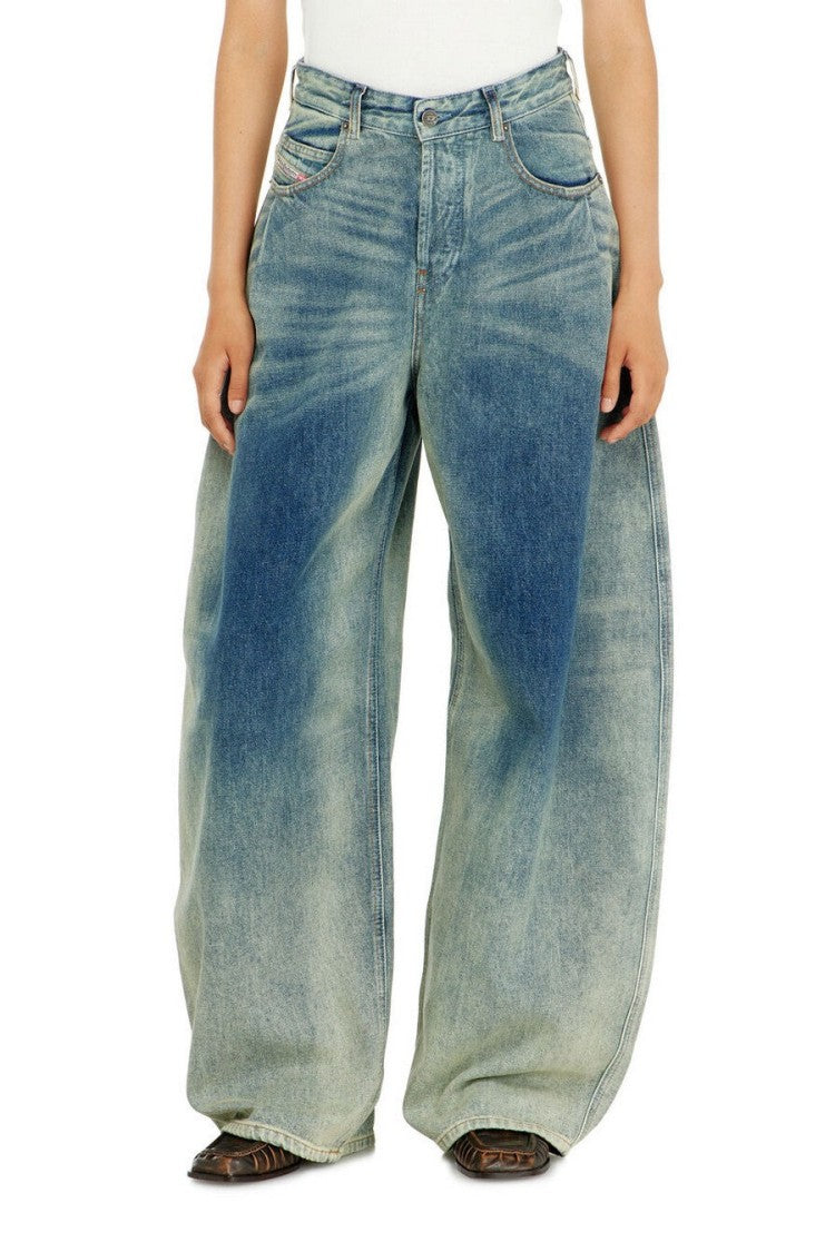 Diesel Blue Cotton-Hemp Blend Wide-Leg Jeans