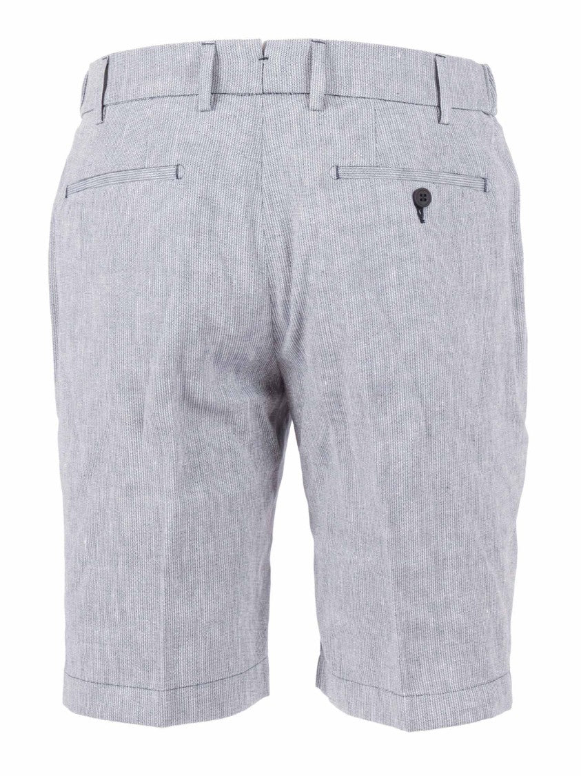 Berwich Light Blue Striped Tailored Shorts