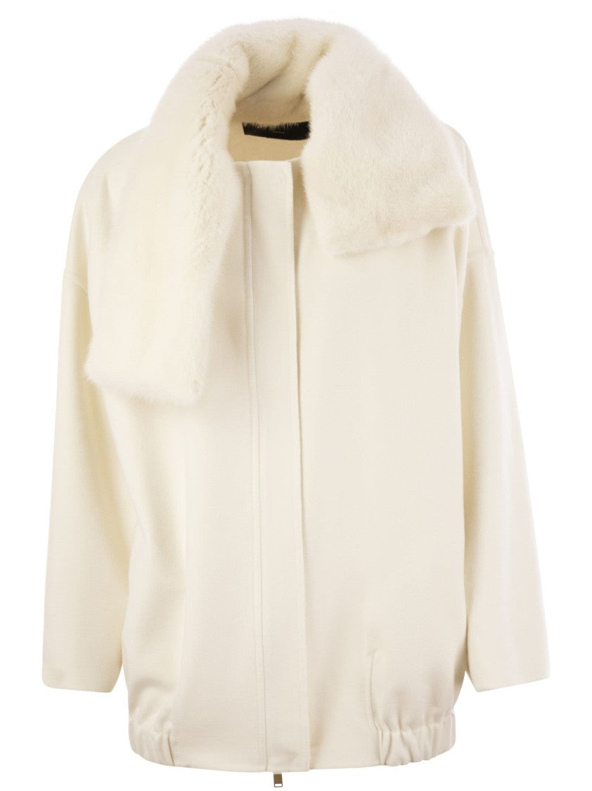 Fabiana Filippi Cashmere Caban With Fur Collar