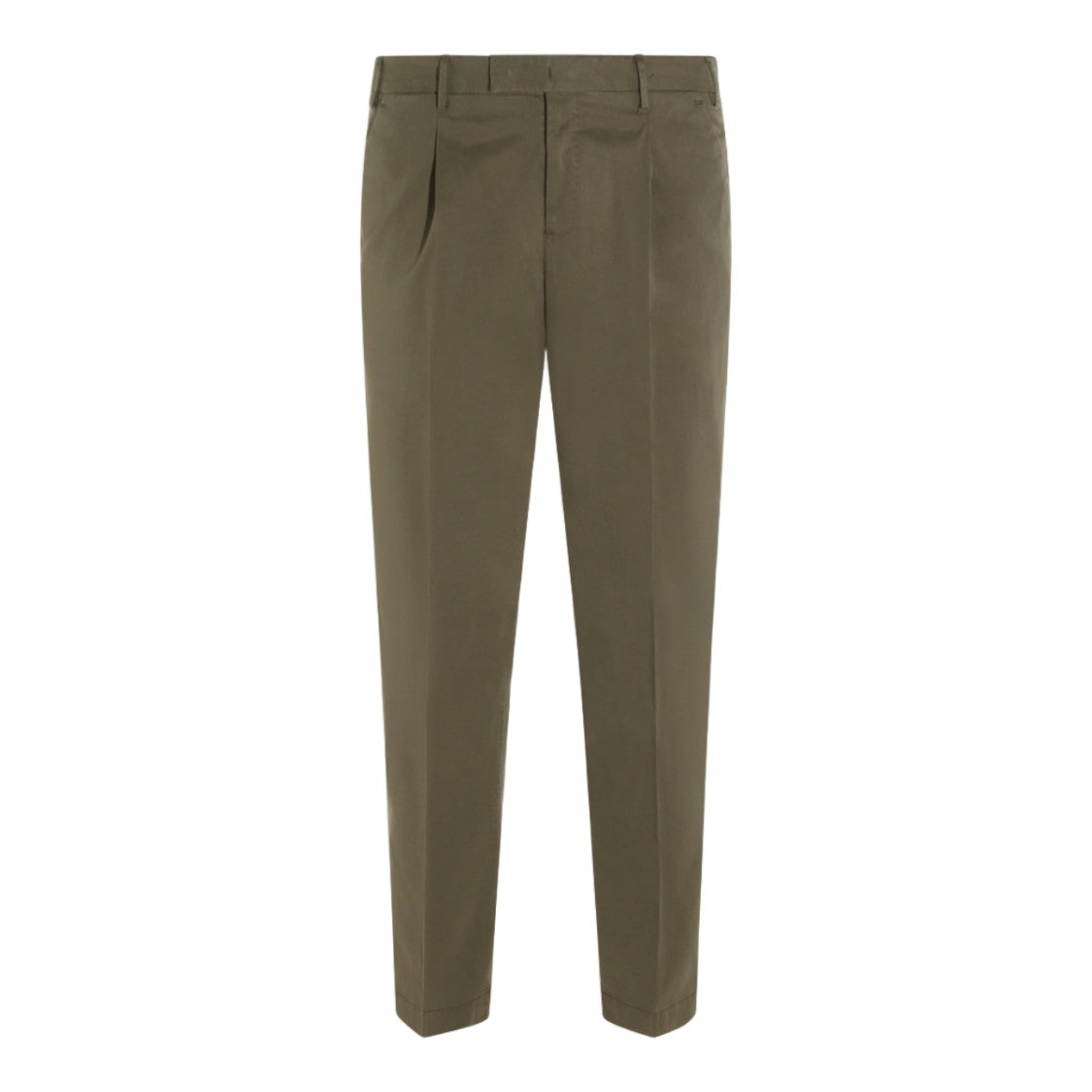 Pt Torino Tailored Olive Trousers With Flat Front And Pleated Waistband