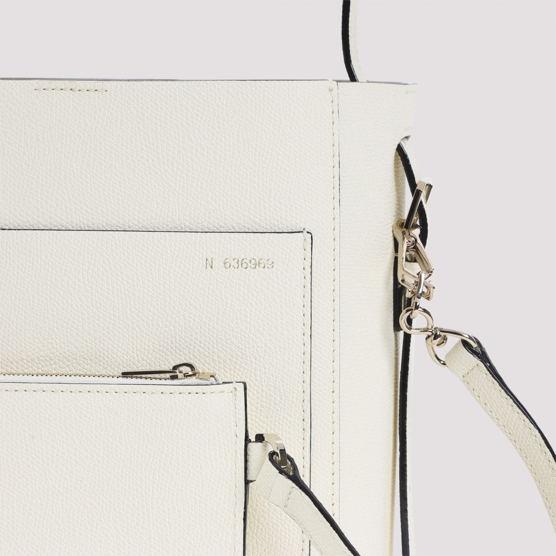 Valextra Structured White Calf Leather Bucket Bag