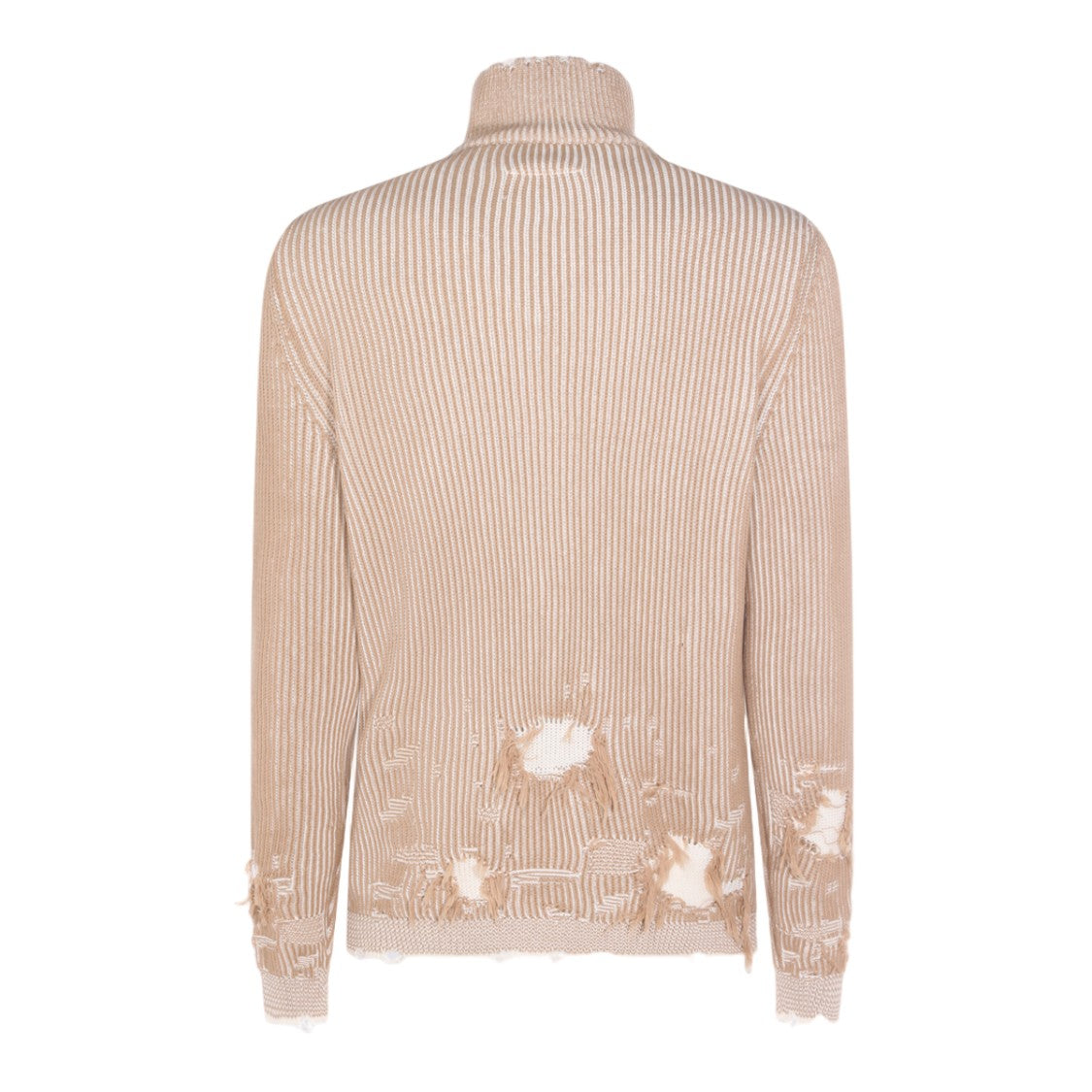 Mm6 By Maison Margiela Ribbed High Collar Sweater With Distressed Detailing