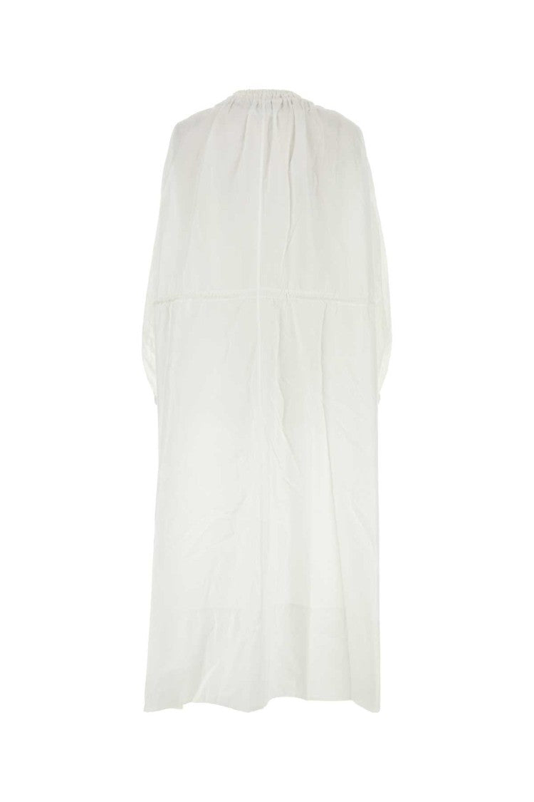 Jil Sander Gathered Neckline Maxi Dress With Drawstring Waist