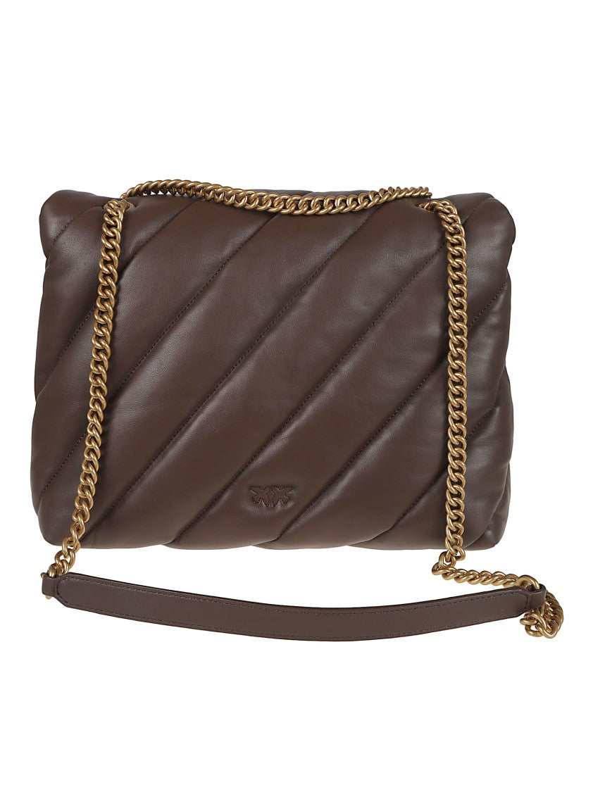Pinko Quilted Shoulder Bag With Gold-Tone Logo Plaque