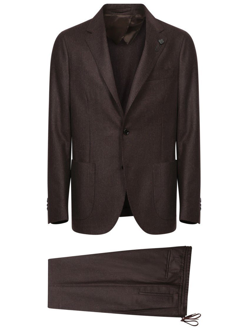 Lardini Virgin Wool Suit With Tailored Fit And Pinstripe Design