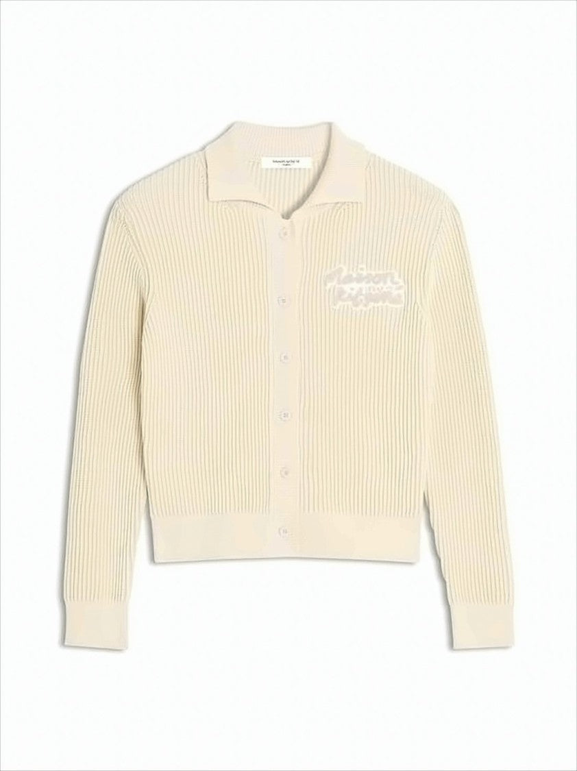 Maison Kitsuné Cropped Ribbed Knit Cardigan With Button-Down Front