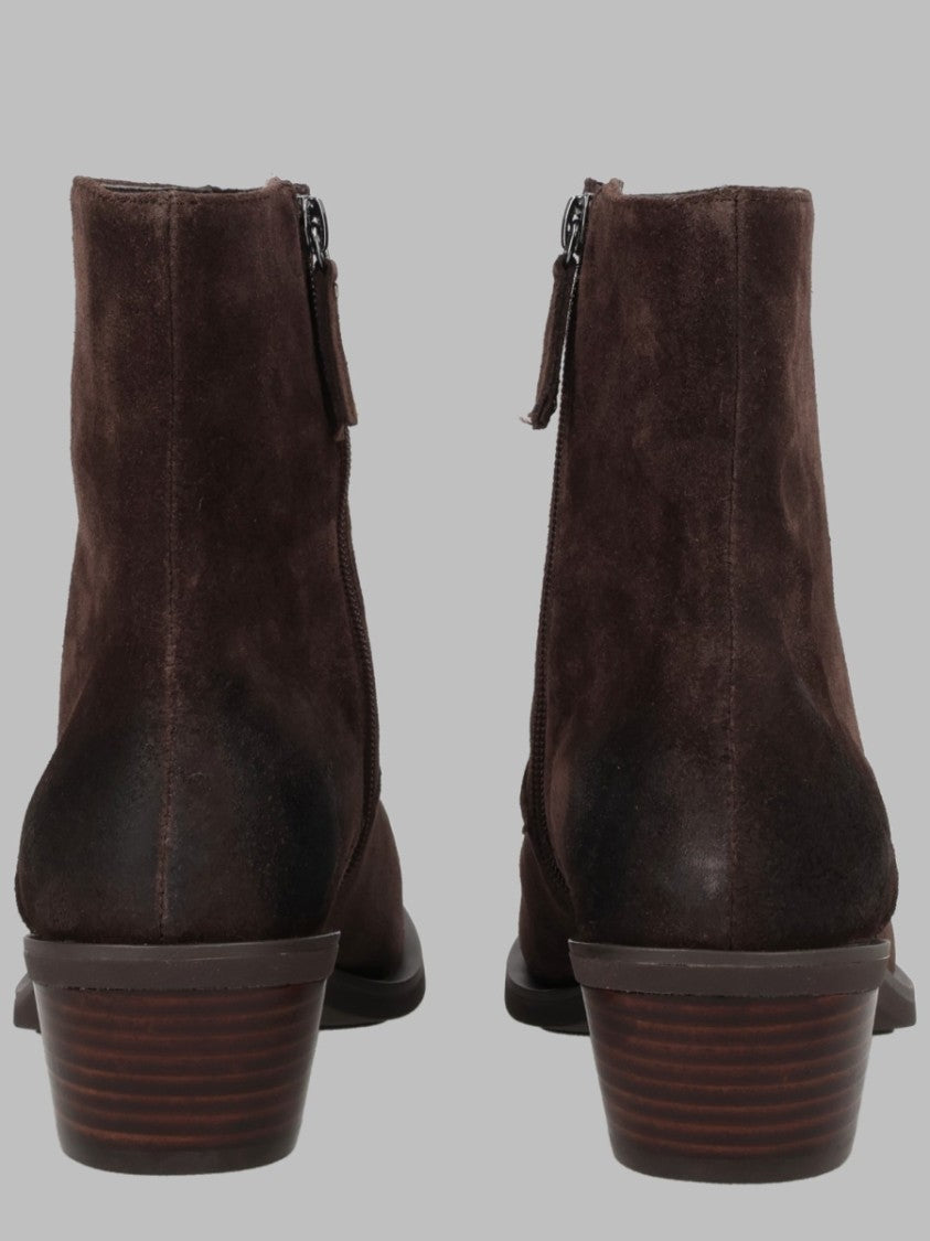 Ash Dark Brown Suede Side-Zipper Ankle Boots