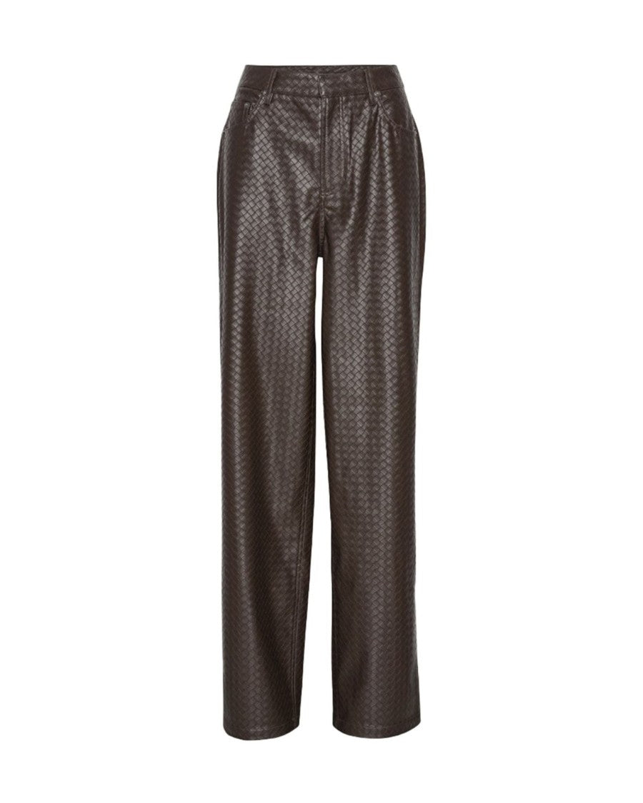 Rotate Textured Wide-Leg 5-Pocket Pants