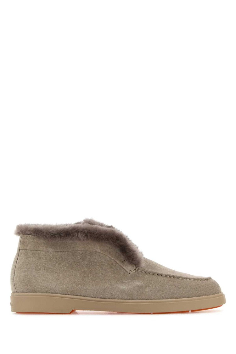 Santoni Dove Grey Suede Ankle Boots