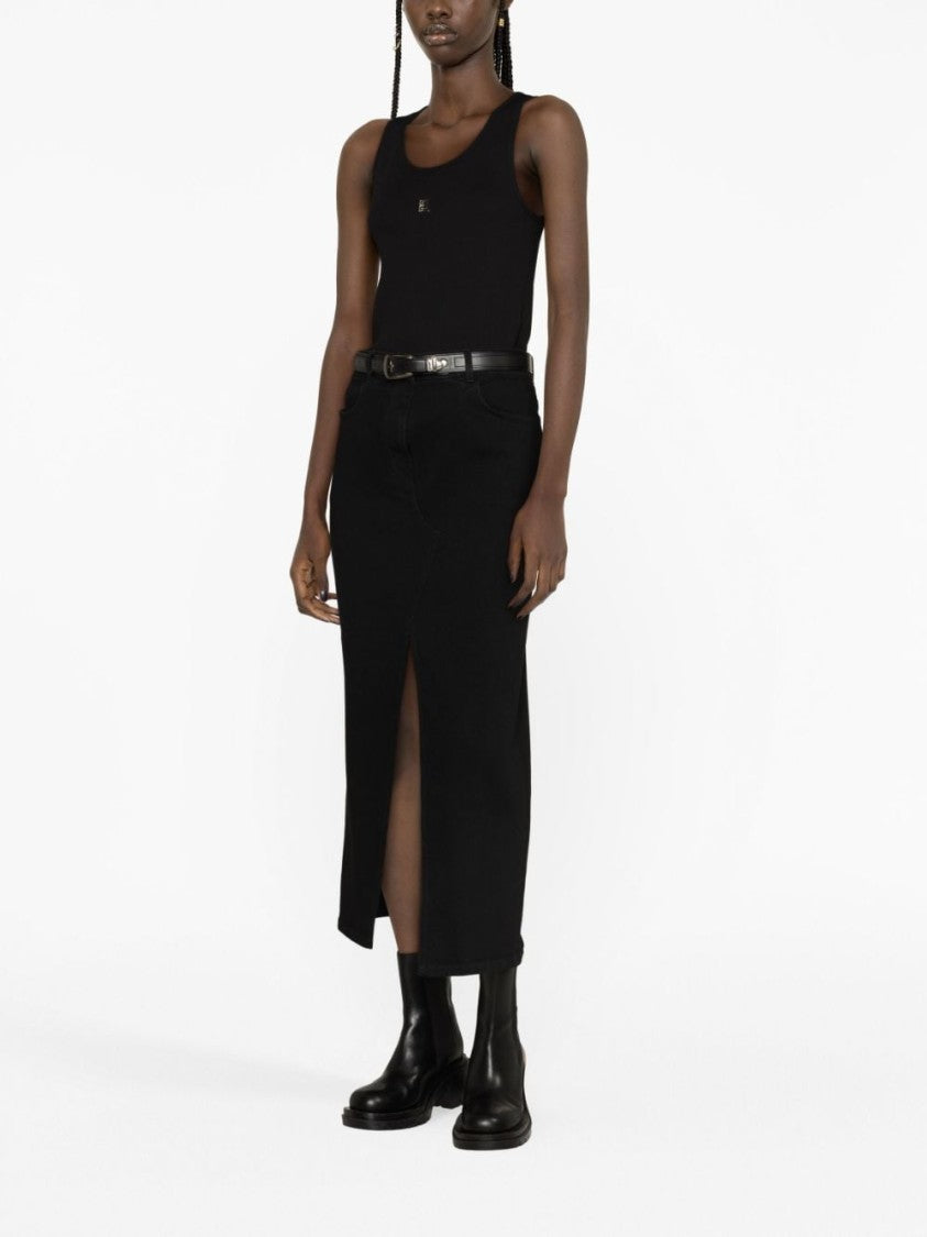 Givenchy Black 4G Motif Ribbed Knit Top