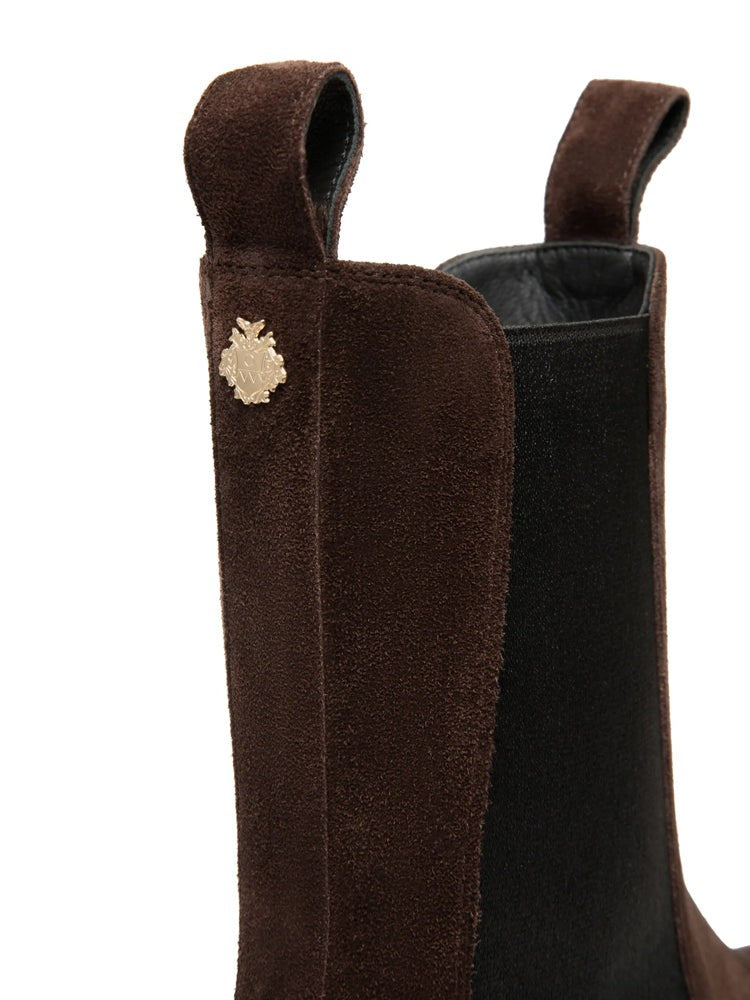 Bally Brown Elastic Side Panel Suede Ankle Boots