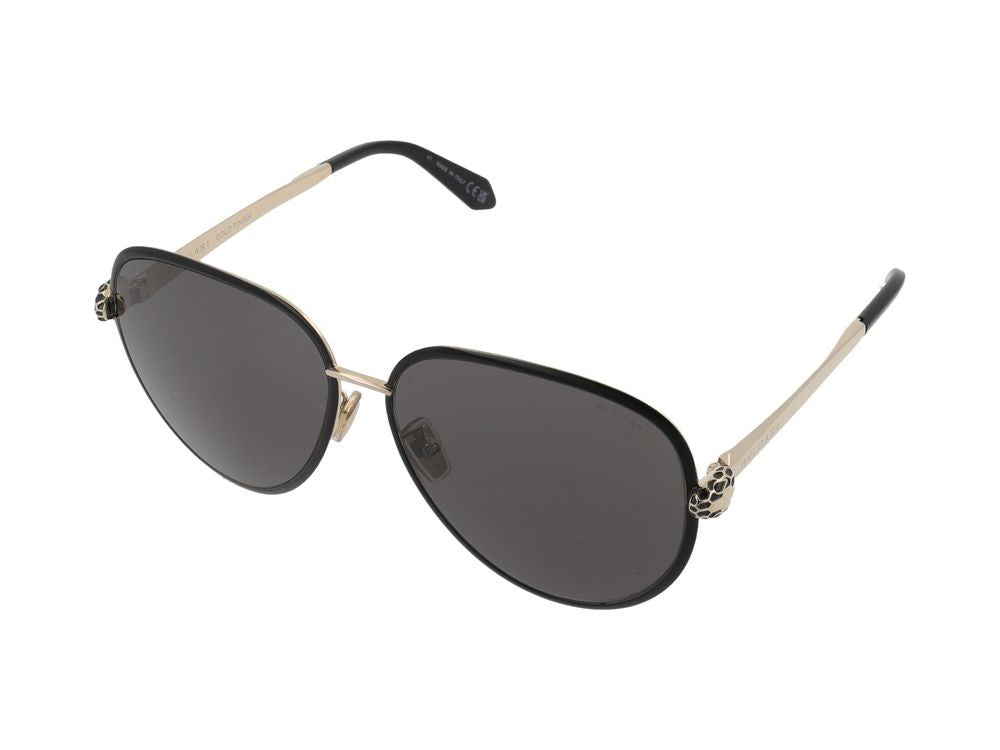 Bulgari Gold-Toned Accent Rounded Lens Black Frame Sunglasses