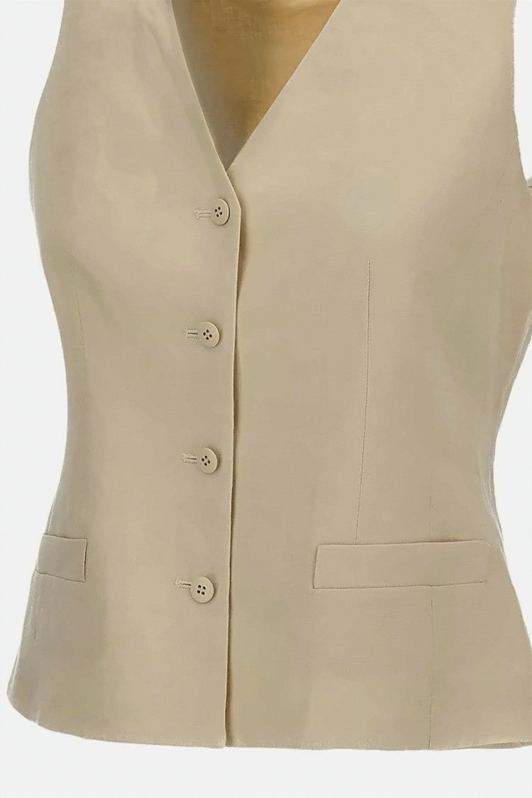 Max Mara Tailored Sleeveless Vest With V-Neckline And Adjustable Belt
