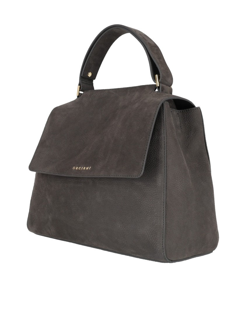 Claudio Orciani Nubuck Leather Medium Shoulder Bag With Flap Closure