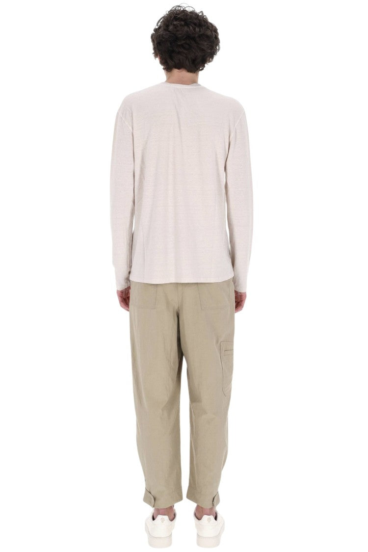 Roberto Collina Long-Sleeve Linen Jersey Henley T-Shirt