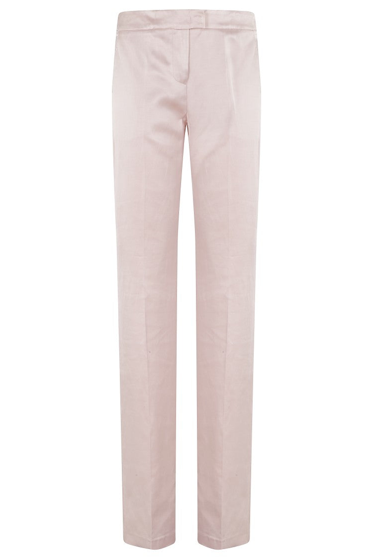 The Andamane Pink Gladys Textured Satin Flared Viscose-Blend Pants