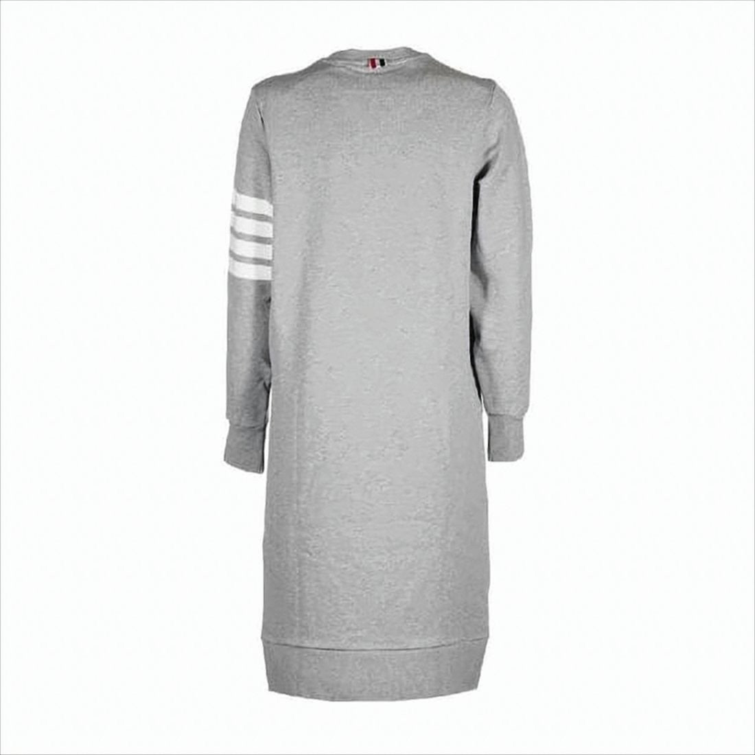 Thom Browne Heather Grey Midi Dress With Striped Sleeve Detail