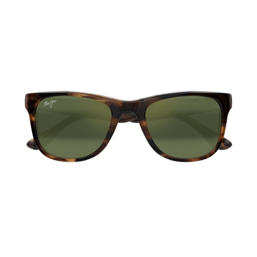 Maui Jim Kikonia Rectangular Tortoiseshell Frame Sunglasses With Green-Tinted Lenses