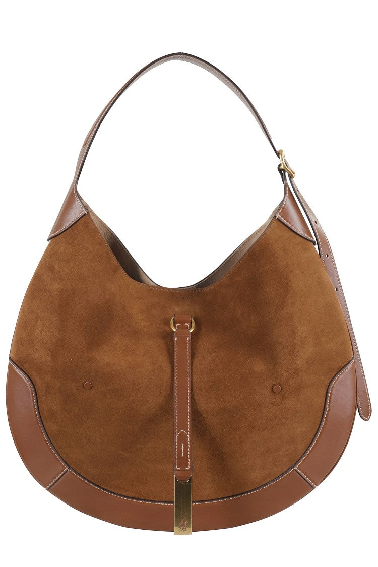 Polo Ralph Lauren Medium Shoulder Bag In Warm Cinnamon With Suede Accents