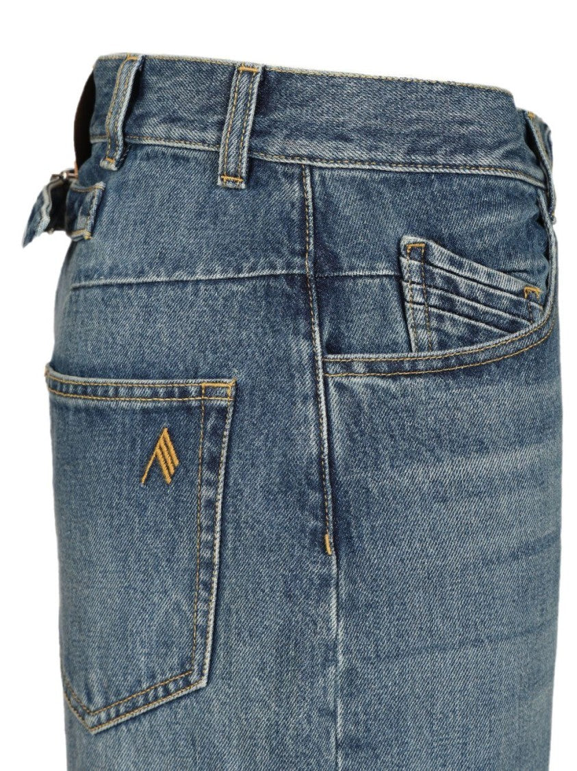The Attico Blue High-Waisted Cropped Wide Leg Jeans