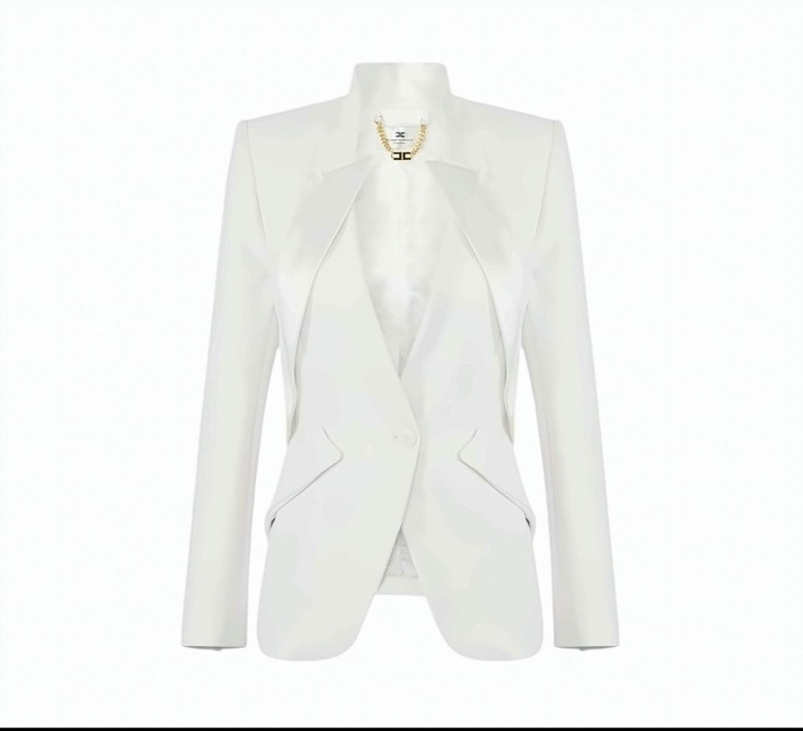 Elisabetta Franchi Lightweight Crepe Satin Lapel Blazer