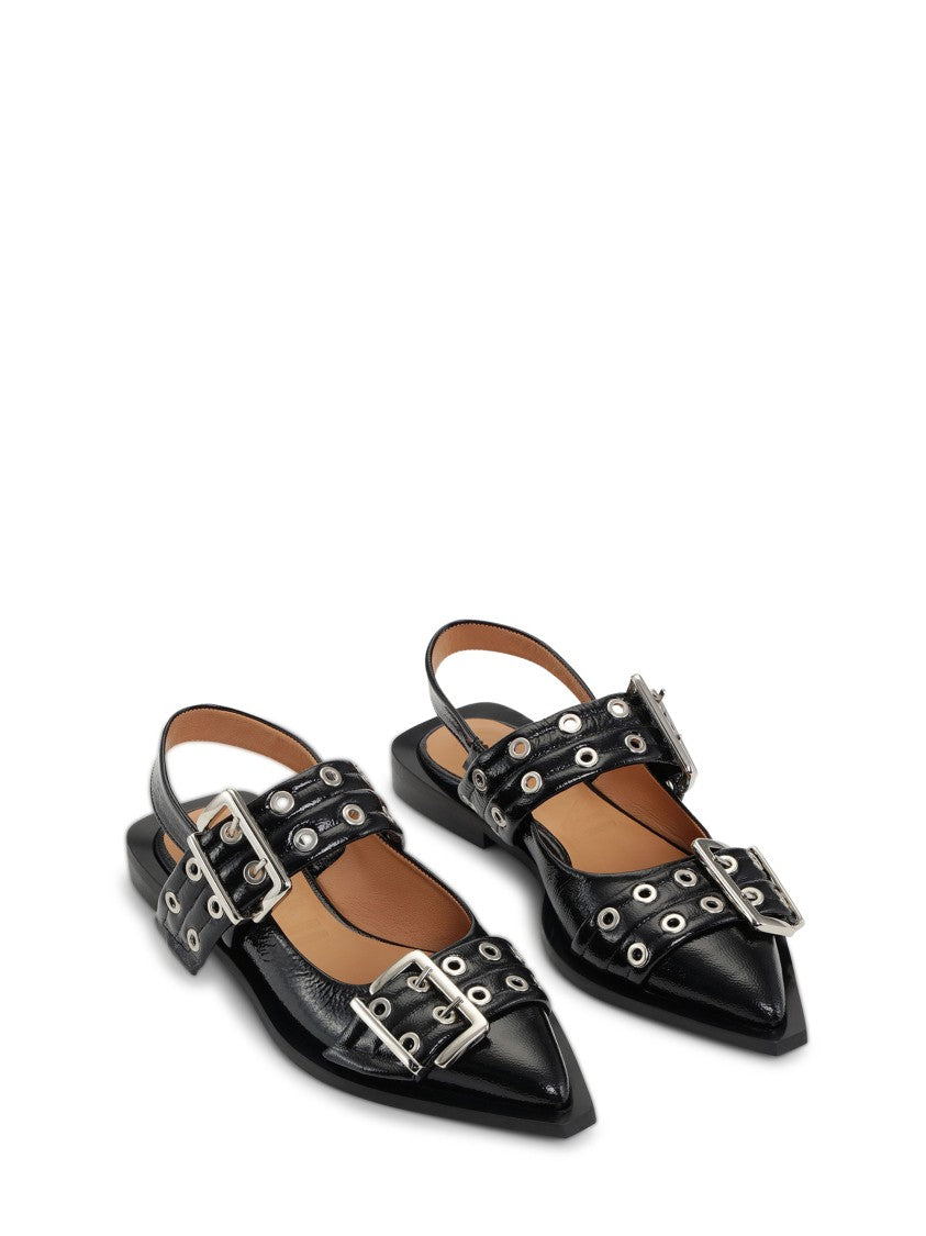 Ganni Pointed Toe Flat Shoes With Finish