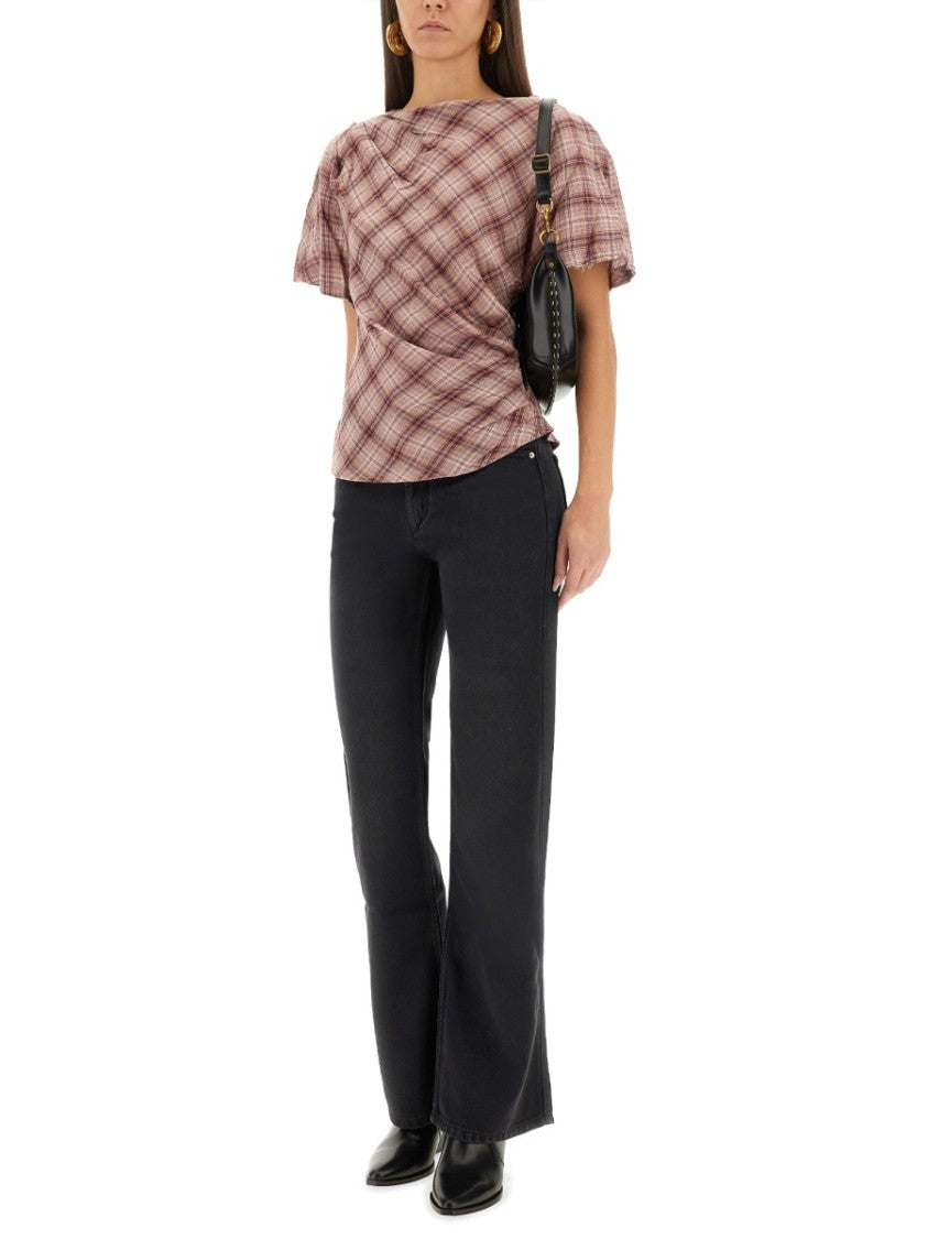 Isabel Marant Étoile "Neyala" Asymmetrical Plaid Top