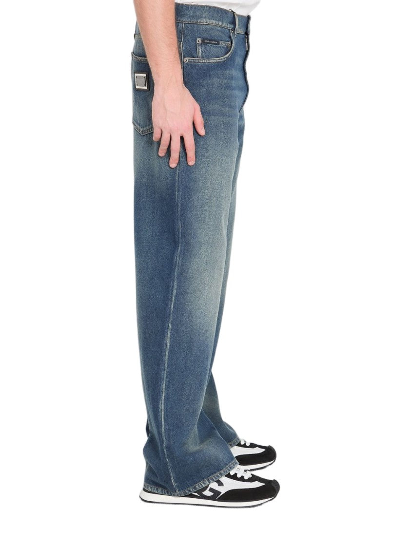 Dolce & Gabbana Light Blue Faded Loose Jeans