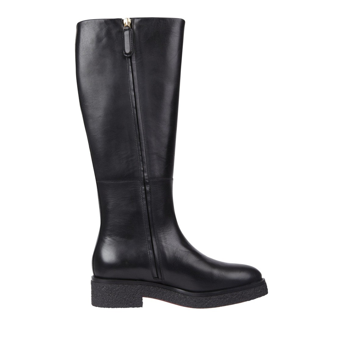 Tommy Hilfiger Black Leather Crepe Tall Boots