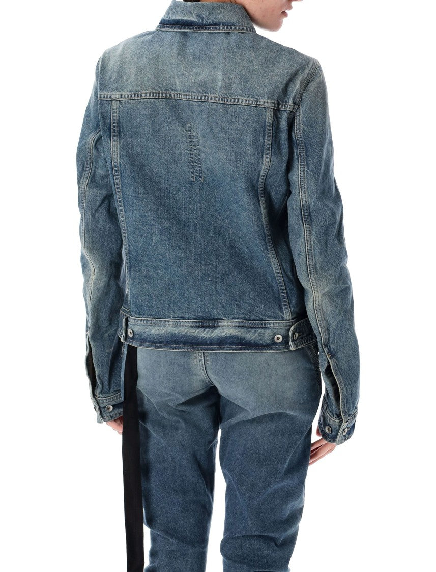 Drkshdw By Rick Owens Classic Denim Trucker Jacket With Structured Silhouette
