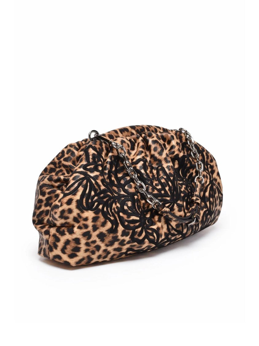 Ermanno Firenze Vanessa Leopard Print Handbag With Rounded Shape And Chain Strap