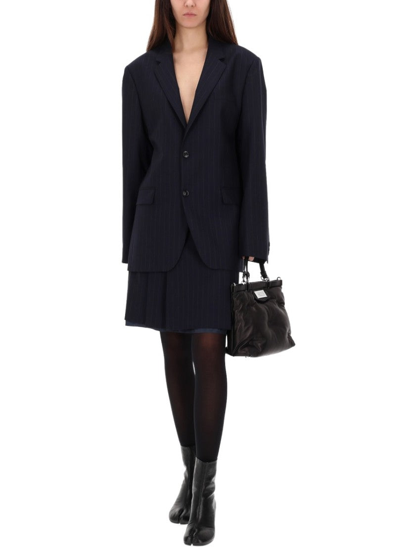 Maison Margiela Oversized Structured Wool Pinstripe Jacket
