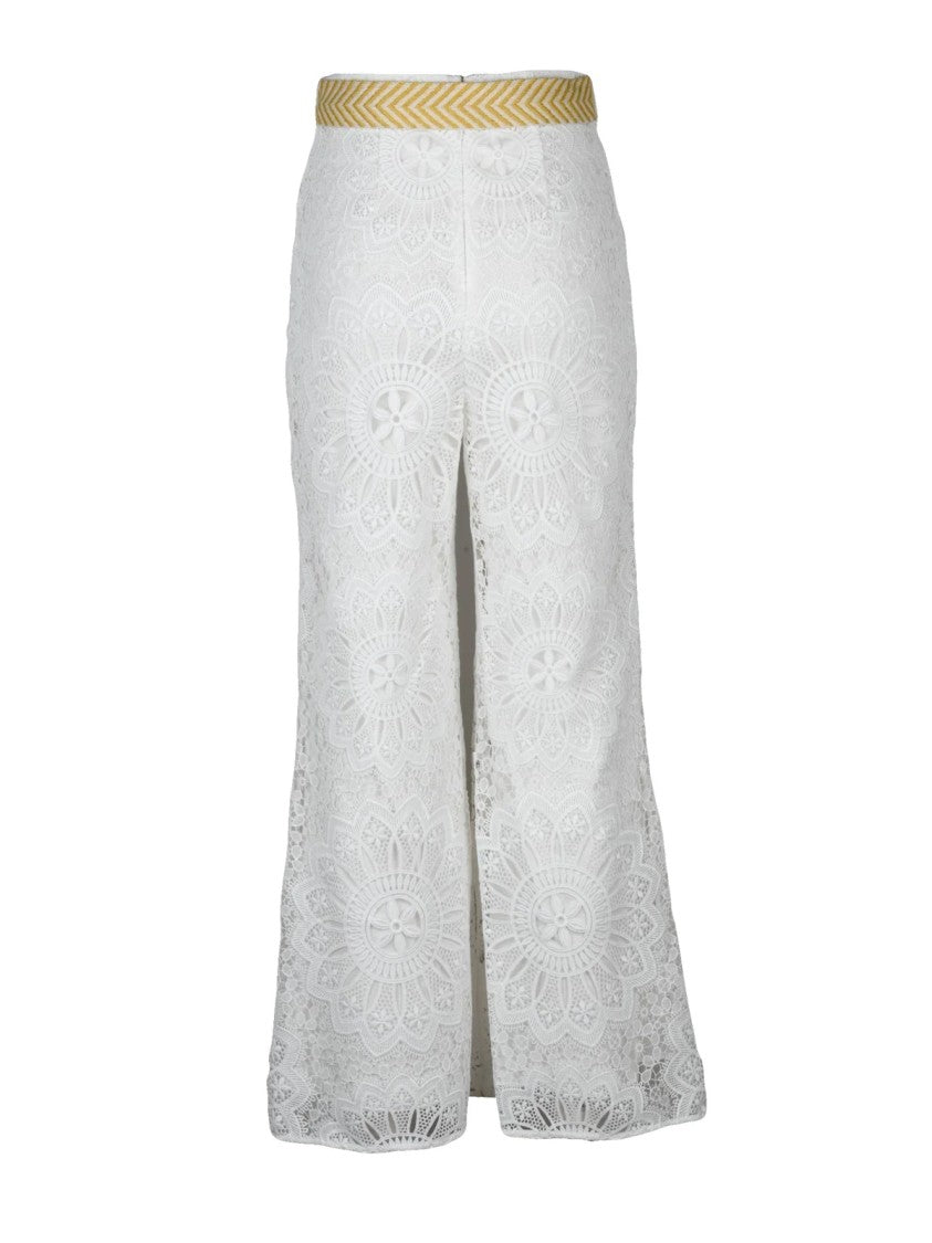 Zimmermann High-Waisted Broderie Anglaise Trousers With Flared Leg