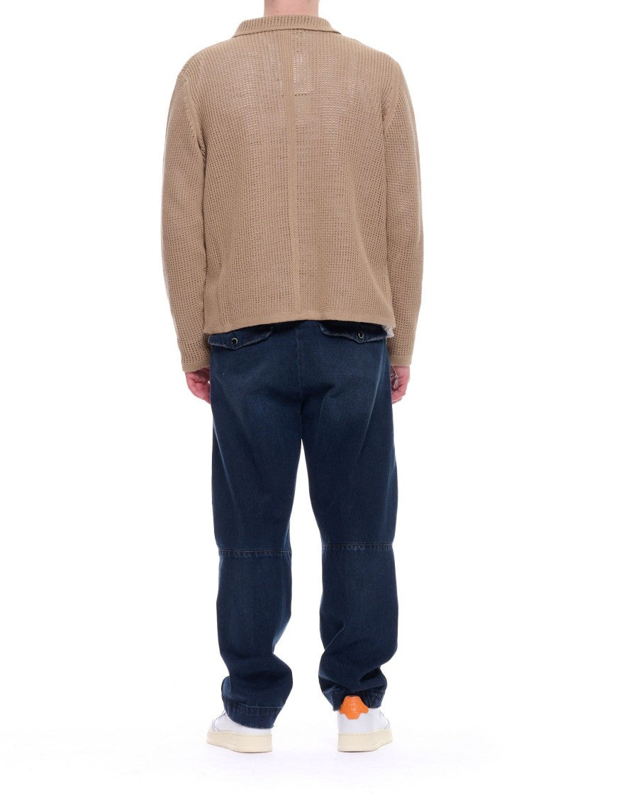 Atomofactory Sand Relaxed Fit Cotton Acetate Mesh Cardigan