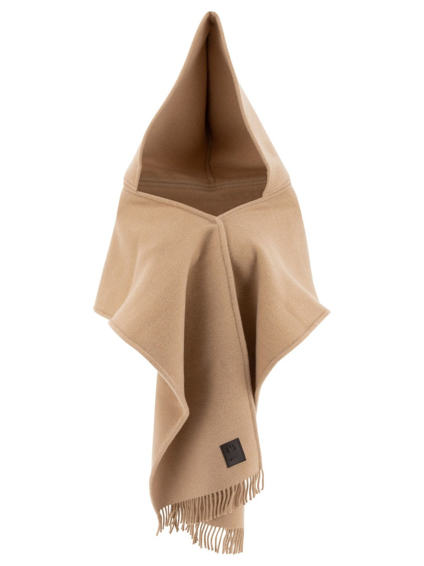 Ferragamo Beige Wool-Cashmere Blend Scarf With Hood