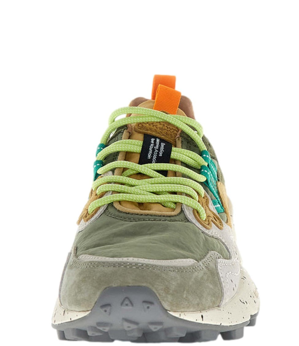 Flower Mountain Multi-Material Sneakers With Vibrant Accents And Chunky Sole