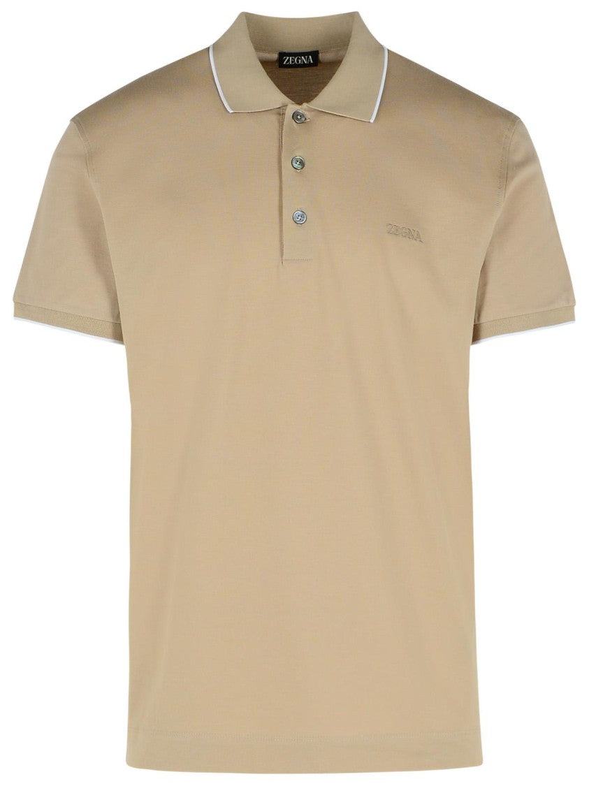 Zegna Beige Cotton Polo Shirt