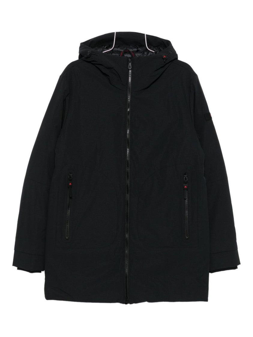 Peuterey Black Coat With Hood And Zippered Pockets