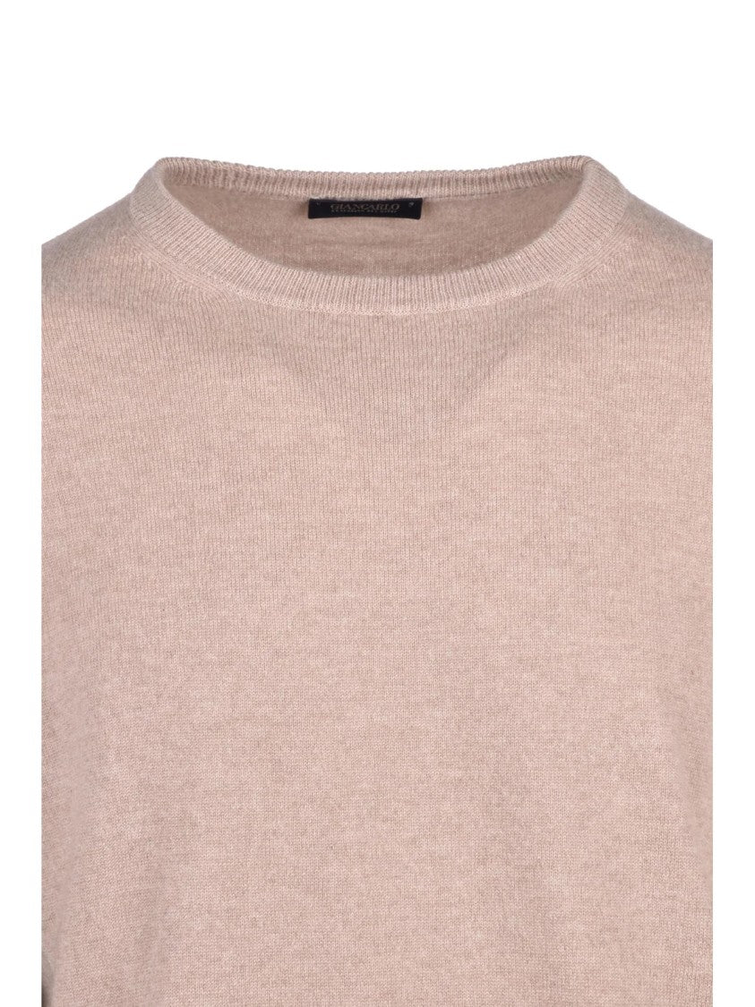 Giancarlo Desenzano Beige Crewneck Cashmere Sweater