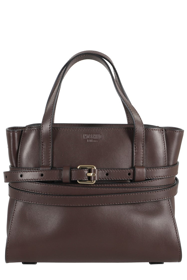 Moschino Chocolate Brown Smooth Leather Handbag