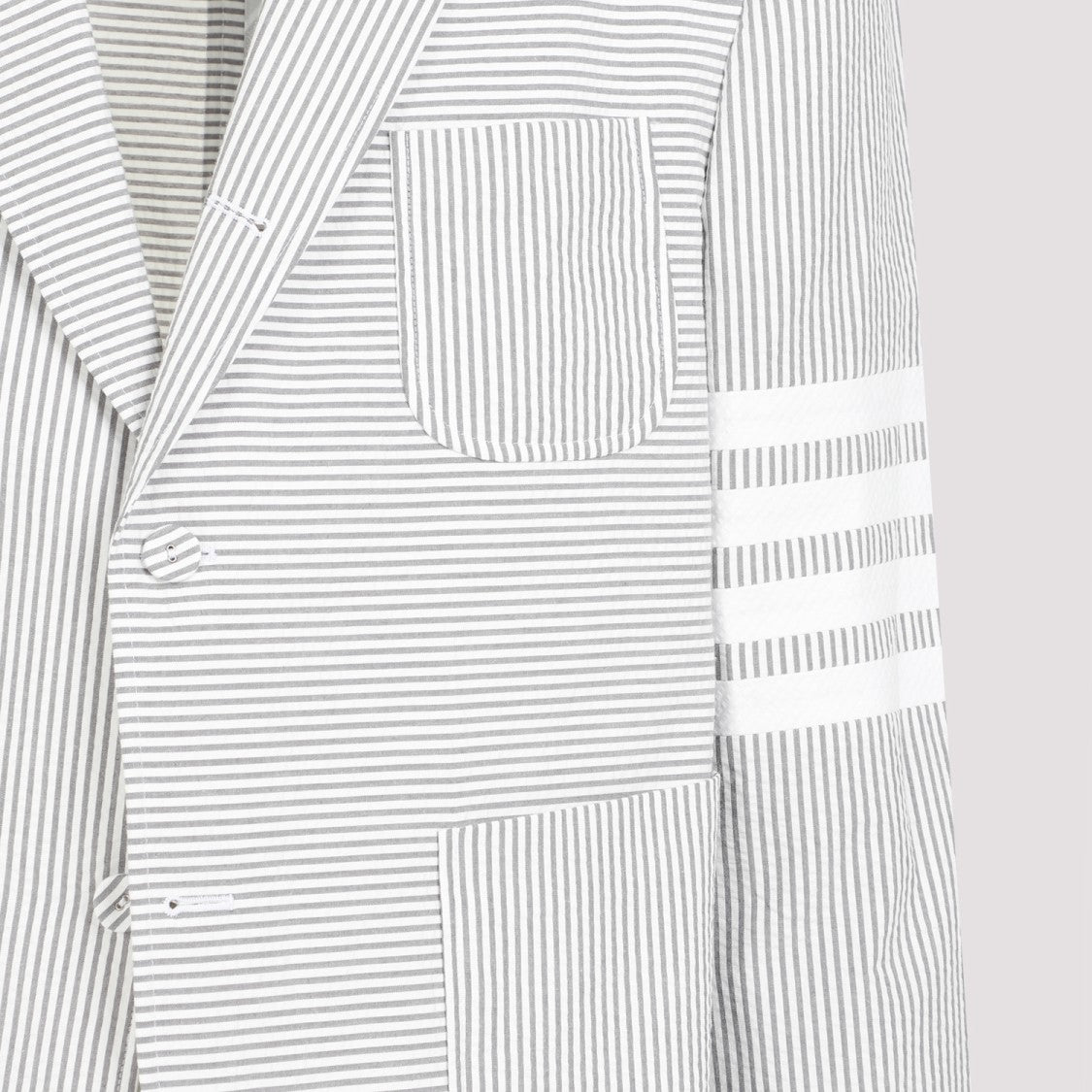 Thom Browne Seersucker Medium Grey Cotton Jacket