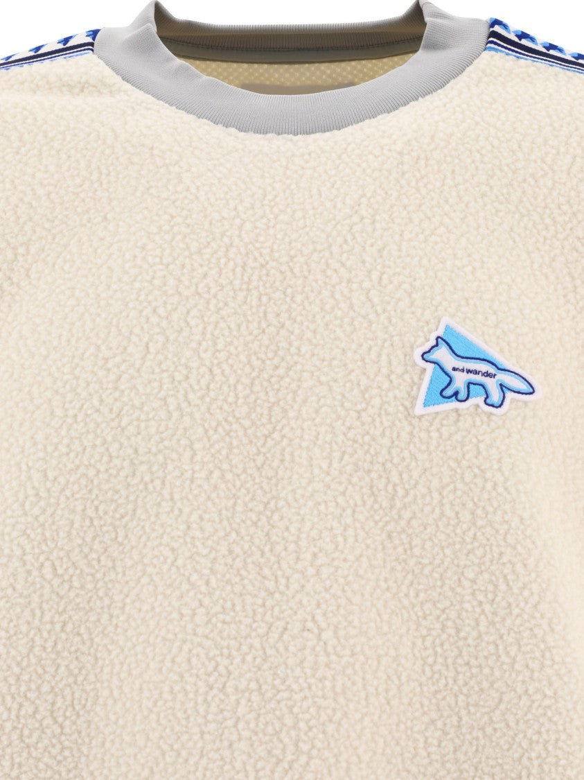 And Wander Textured Fleece Sweater With Contrasting Accents