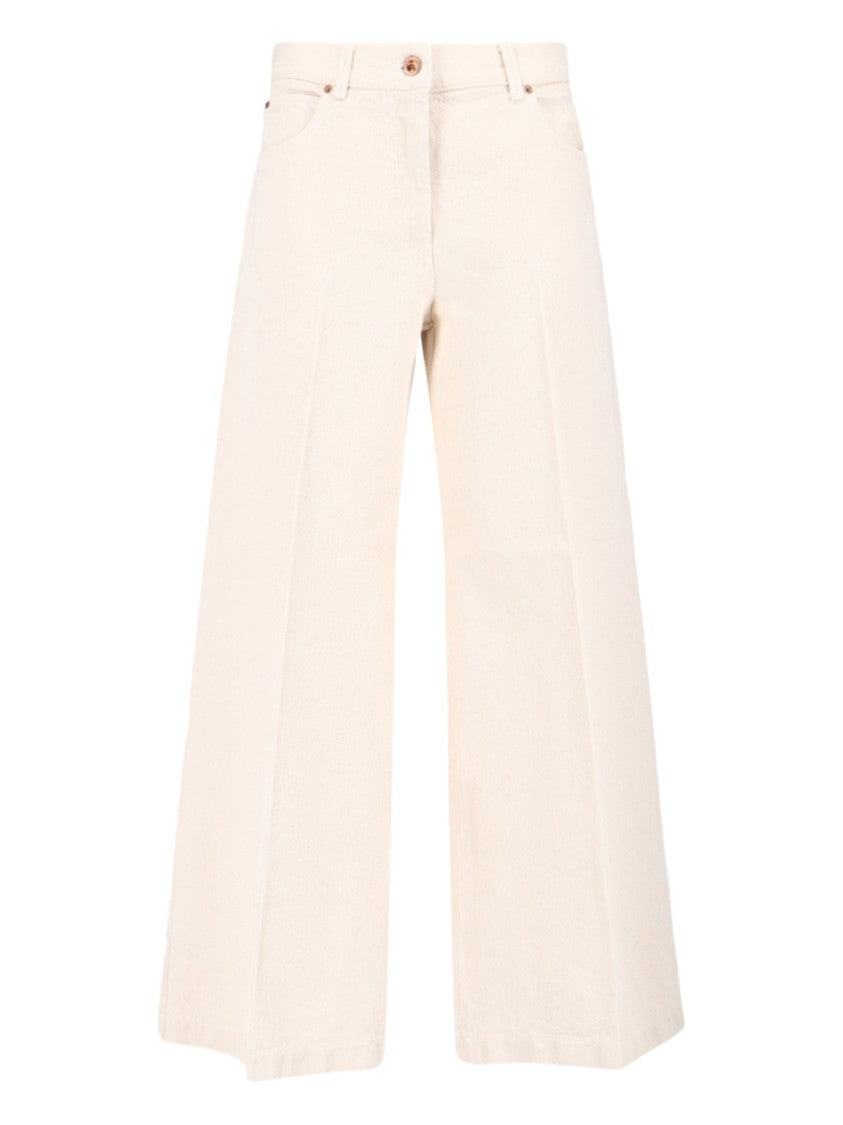Aspesi Wide-Leg Off-White Jeans With Textured Weave