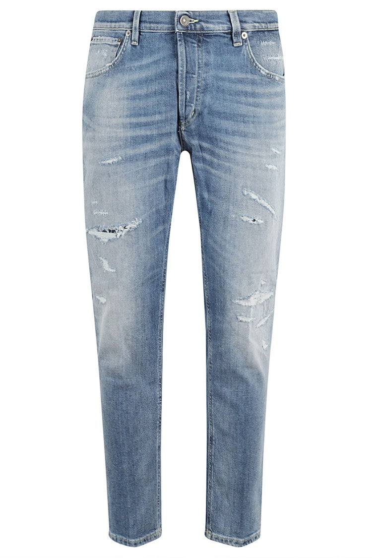 Dondup Brighton Carrot Fit Darned Light Blue Denim Jeans