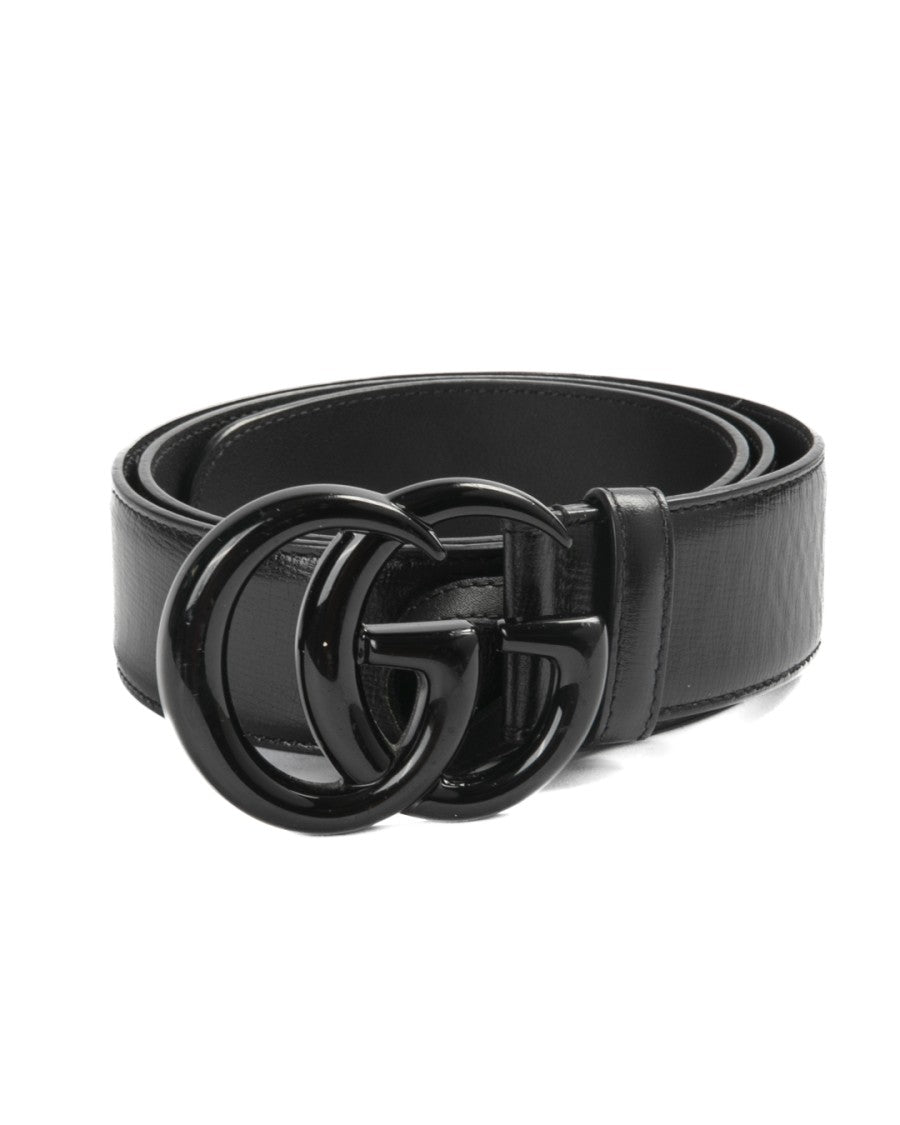 Gucci Gg Marmont Patent Leather Belt - Black